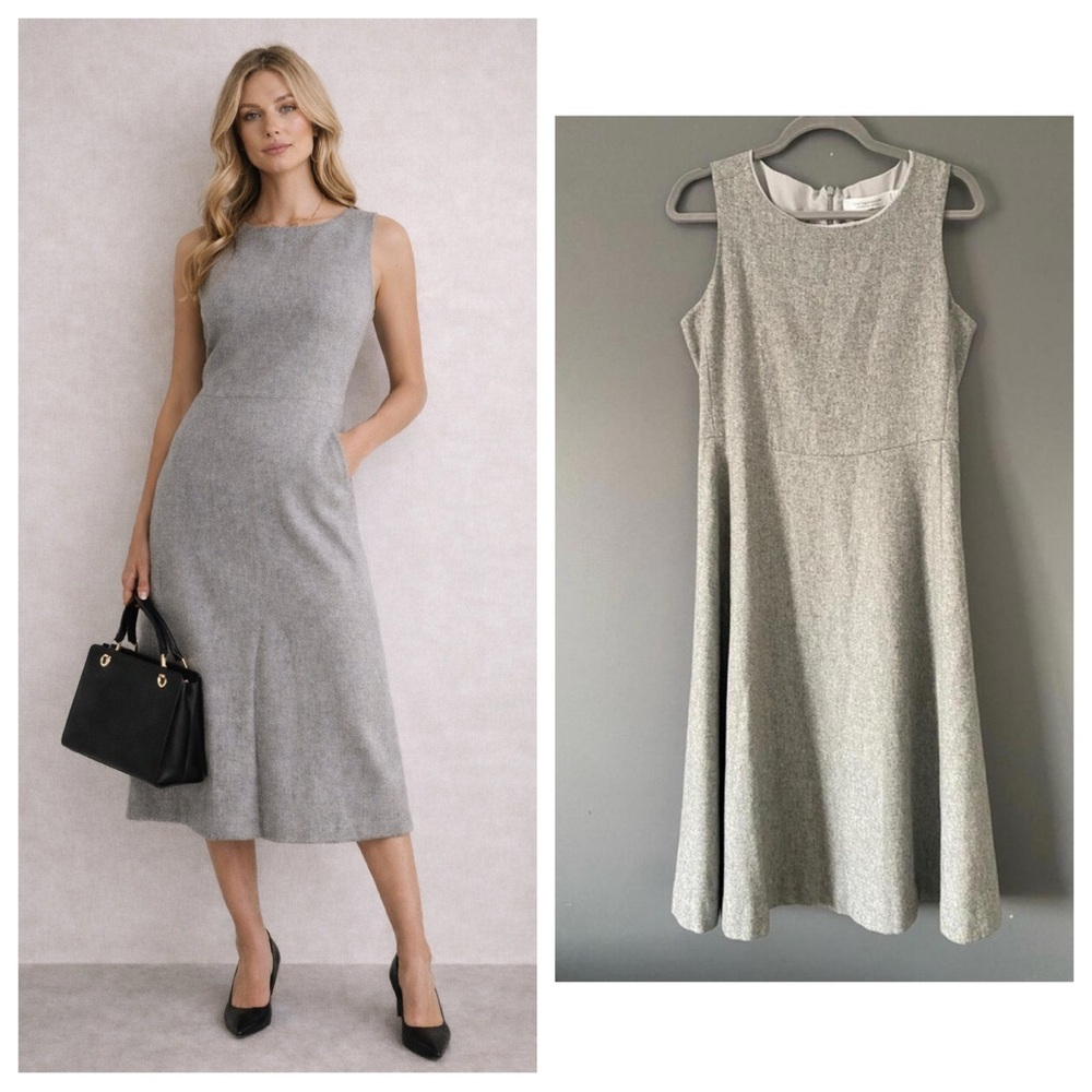 Gray Wool Midi Dress 6 Quiet Luxury Officecore Minimalist Academia Workwear